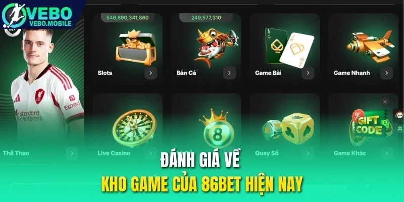 Đánh giá về kho game của 86Bet hiện nay