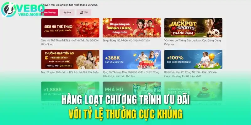 Hàng loạt chương trình ưu đãi với tỷ lệ thưởng cực khủng