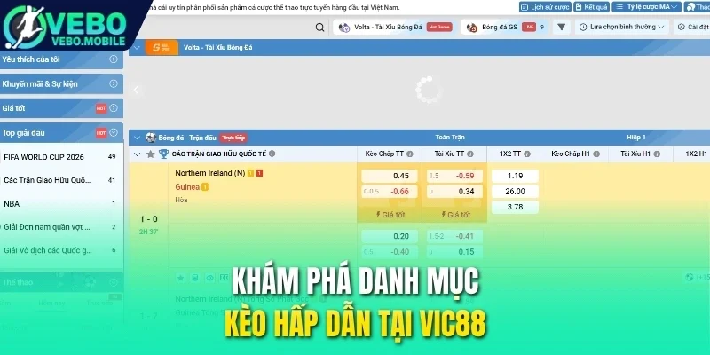 Khám phá danh mục kèo hấp dẫn tại Vic88