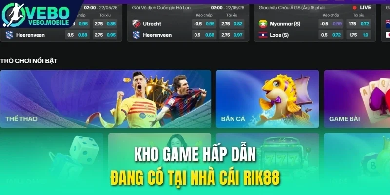 Kho game hấp dẫn đang có tại nhà cái Rik88