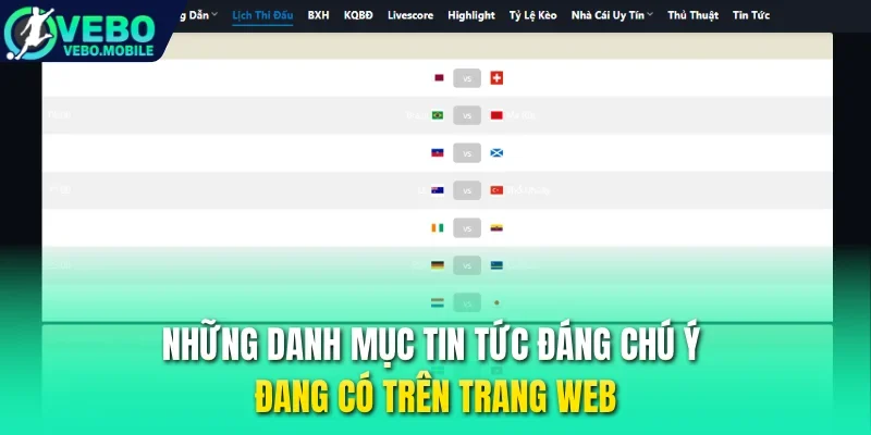 Những danh mục tin tức đáng chú ý đang có trên trang web