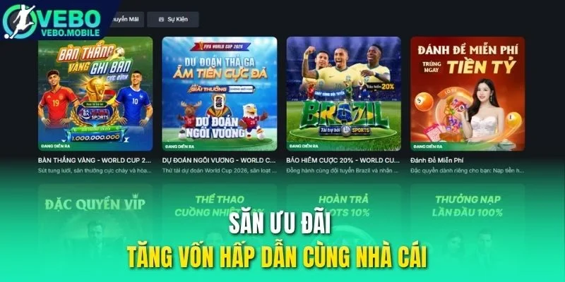Săn ưu đãi tăng vốn hấp dẫn cùng nhà cái 