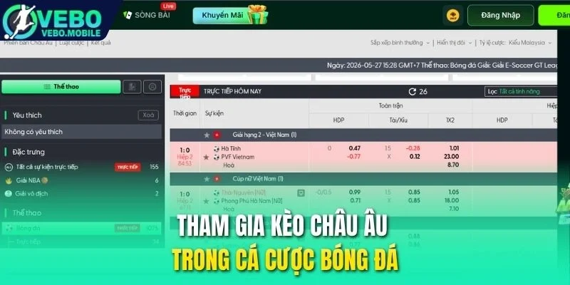 Tham gia kèo châu Âu trong cá cược bóng đá