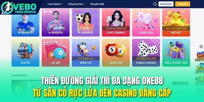 Thiên đường giải trí đa dạng One88 từ sân cỏ rực lửa đến casino đẳng cấp