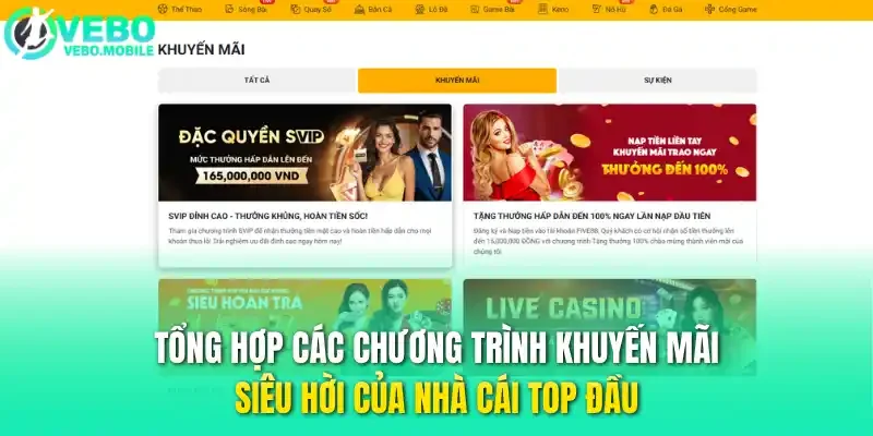 Tổng hợp các chương trình khuyến mãi siêu hời của nhà cái top đầu
